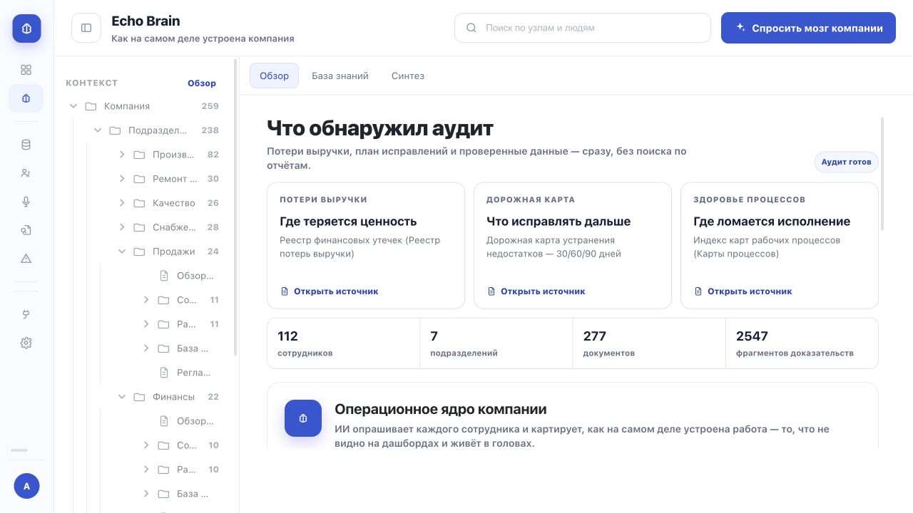 Echo Brain — обзор интерфейса
